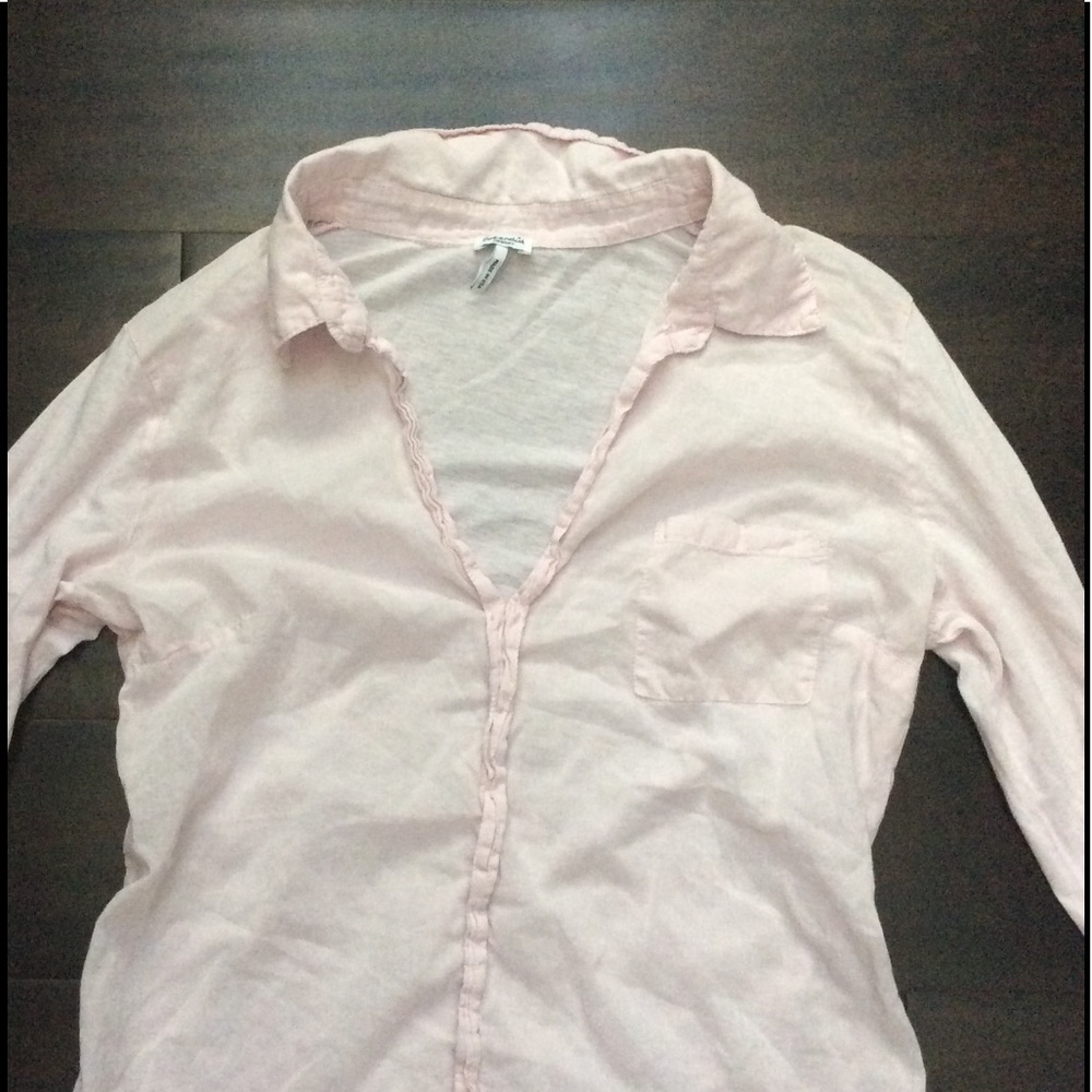 EUC Splendid 100% Supima Cotton Roll-Cuff L/S Collared Button-Down, PINK M - Picture 3 of 13